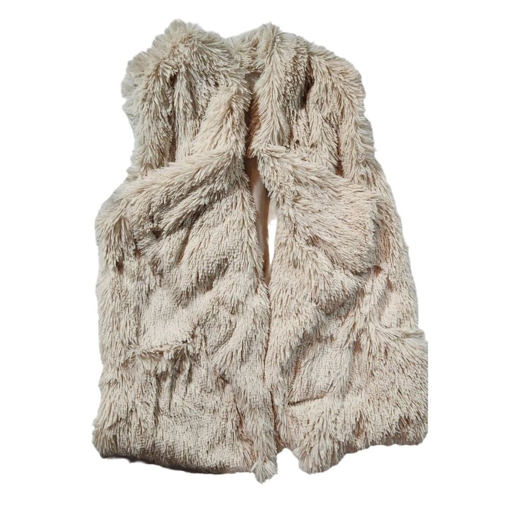 Penny Lane Jolt Womens XL Beige Draped Faux Fur‎ Vest